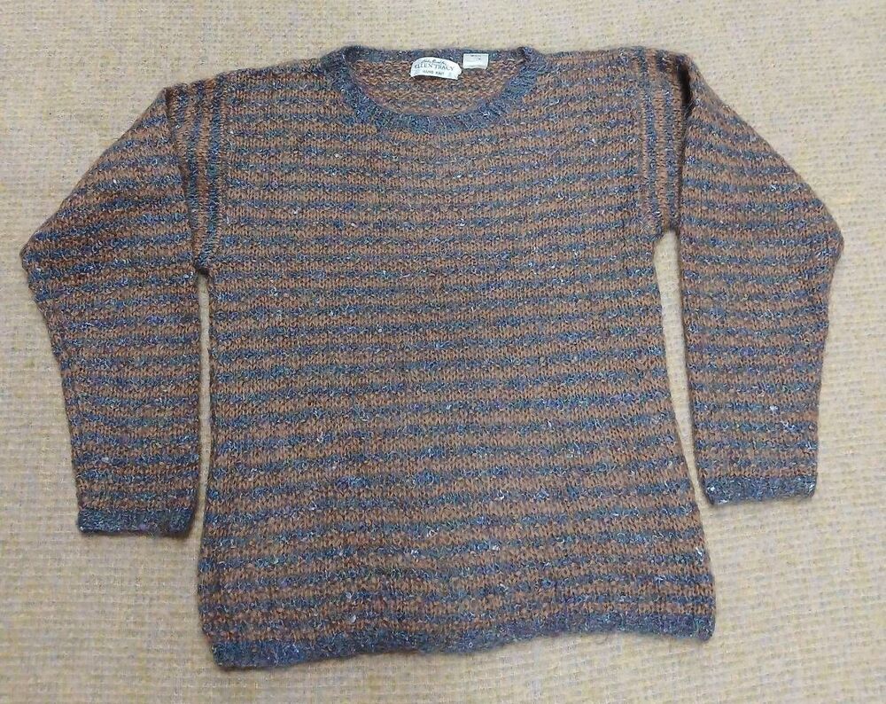 Vtg Ellen tracy women large soft mohair gray tan sweater Linda allard hand made